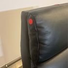 Open Box: Spencer Wood-Framed Recliner - Sauvage Leather Black, Pecan Frame
