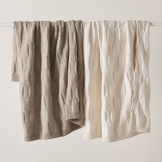 Modern Basketweave Knit Throw by West Elm