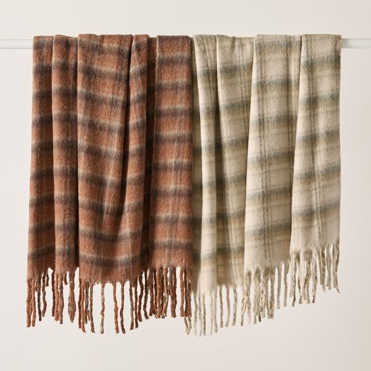 Plaid Pop Faux Mohair Throw by West Elm