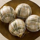 Plaid Glass Ball Ornaments (Set of 4) - Green