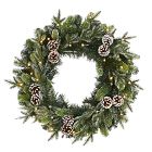 Pre-Lit Faux Snowy Pinecone Wreath (24")