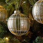 Plaid Glass Ball Ornaments (Set of 4) - Green