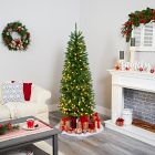 Pre-Lit Faux Slim Mountain Pine Tree (6'&ndash;9')
