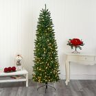 Pre-Lit Faux Slim Mountain Pine Tree (6'&ndash;9')