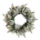 Pre-Lit Faux Snow-Dusted Pine Wreath (20")
