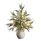 Pre-Lit Faux Snowy Cypress Tree (18")