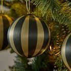Striped Thread Ball Ornaments (Set of 6) - Green