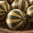 Striped Thread Ball Ornaments (Set of 6) - Green