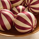 Striped Thread Ball Ornaments (Set of 6) - Red