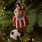 Felt Leopard Playing Soccer Ornament