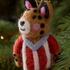 Felt Leopard Playing Soccer Ornament