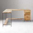 Industrial Solid Wood Modular L-Shaped Desk (64") &amp; File Cabinet
