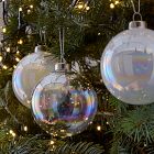 Medium Glass Ball Ornaments (Set of 9) - Pearl White &amp; Iridescent
