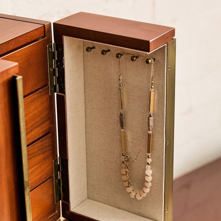west elm 木製 ウッド ゴールド アクセサリージュエリーケース Modern Shaped Jewelry Boxes | West Elm