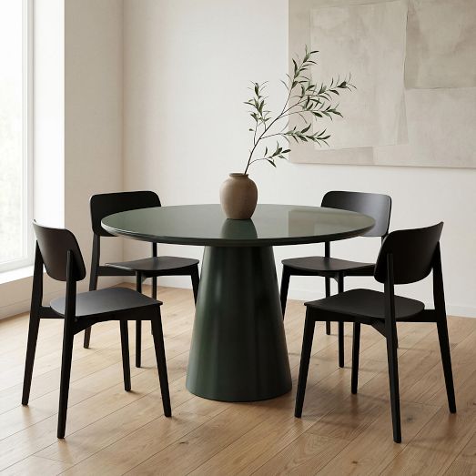 Valentine Lacquered Glass Round Dining Table (47") by West Elm