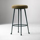 Open Box: Pierce &amp; Ward Metal Counter Stool (26") - Deluxe Velvet Juniper, Dark Verdigris Legs