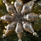 Beaded Star Finial Ornament - Silver