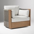 Open Box: Porto Outdoor Swivel Chair - Crosshatch Weave Frost Gray, Driftwood