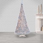 Pre-Lit Faux Pop-Up Silver Christmas Tree (7.5')