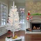 Pre-Lit Faux White Iridescent Tinsel Christmas Tree (4')