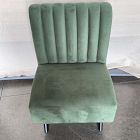 Open Box: Novak Vertical Channel Tufting Banquette, Single Seat (25") - Performance Velvet, Evergreen, Ebony Legs