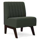 Open Box: Novak Vertical Channel Tufting Banquette, Single Seat (25") - Performance Velvet, Evergreen, Ebony Legs