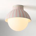Open Box: Striped Ceramic Flush Mount (12") - White/Pink