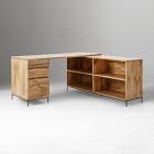 Industrial Solid Wood Modular Desk (64") w/ File Cabinet &amp; Bookcase