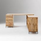 Industrial Solid Wood Modular Desk (64") w/ File Cabinet &amp; Bookcase