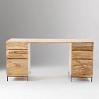 Industrial Solid Wood Modular Desk w/ 2 File Cabinets (64")
