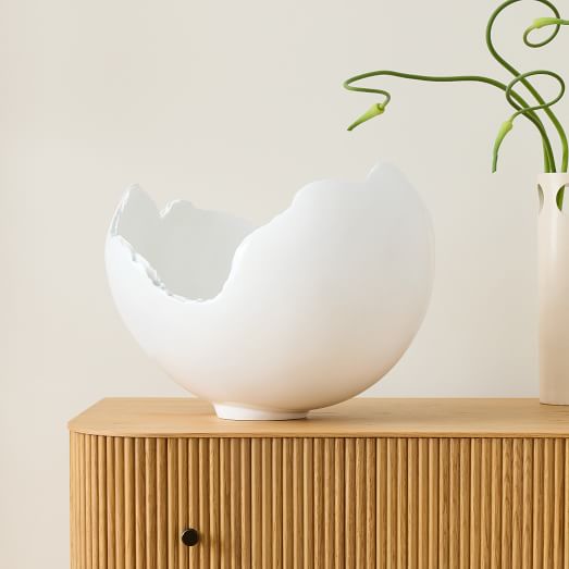 Burled Glossy White Bowl by West Elm