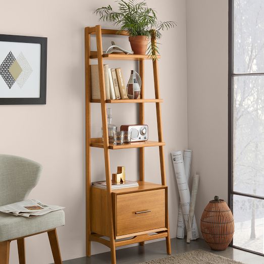 Mid-Century Bookshelf w/ Drawer (22") by West Elm
