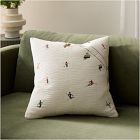 Embroidered Skier Pillow Cover