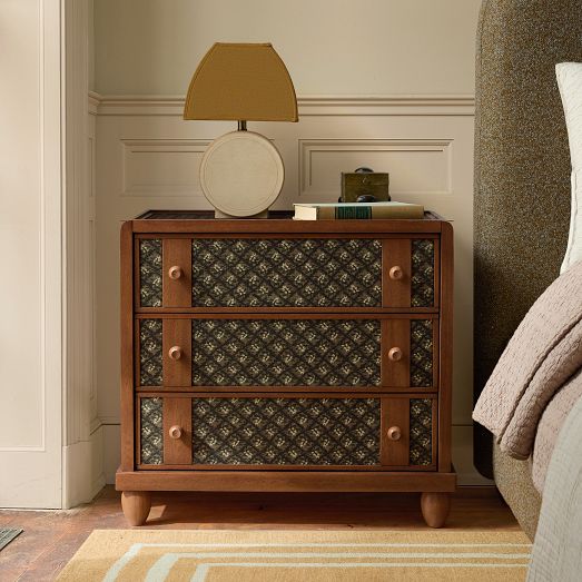Pierce & Ward 3-Drawer Fabric Inlay Grand Nightstand (28") by West Elm