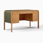 Open Box: Bristol Waterfall Desk (52") - Faux Leather Green, Light Nutmeg
