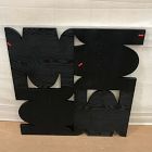 Open Box: Frameless Geometric Wood Wall Art (34.5"Sq) - Black