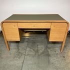 Open Box: Bristol Waterfall Desk (52") - Faux Leather Green, Light Nutmeg