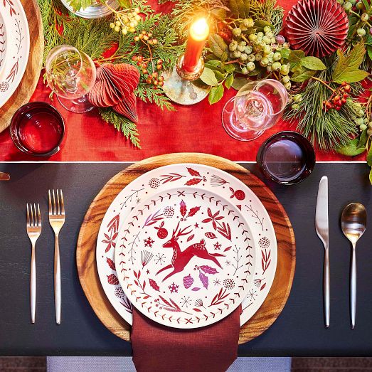 Scandi Wood Block Stoneware Dinner Plate Sets by West Elm