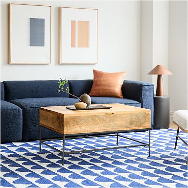 Industrial Solid Wood Storage Pop-Up Coffee Table (36"&ndash;50")