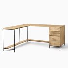 Industrial Solid Wood Modular L-Shaped Desk (64") &amp; File Cabinet