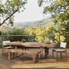 Portside Wood Outdoor Extendable Dining Table (76.5"&ndash;106"), Benches &amp; Stacking Chairs Set