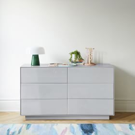 white dresser with grey drawers Agnes Curved Edge 5 Drawer Dresser, Dove Gray Oak Top Drawer Dresser is a premium storage solution designed to elevate your living space with both functionality and style Jordan Whitewash 7 Drawer Dresser