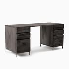 Industrial Solid Wood Modular Desk w/ 2 File Cabinets (64")