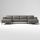 Dekalb Sectional Set 11: Left Arm Chaise, Armless Double, Right Arm Chaise Ludlow Leather Gray Smoke Acorn Poly