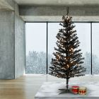 Pre-Lit Faux Black Tinsel Slim Christmas Tree (4'&ndash;7')