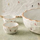 Holiday Skiers Stoneware Nut Bowl