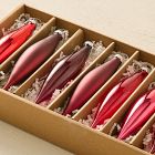 Medium Glass Marquise Ornaments (Set of 9) - Red