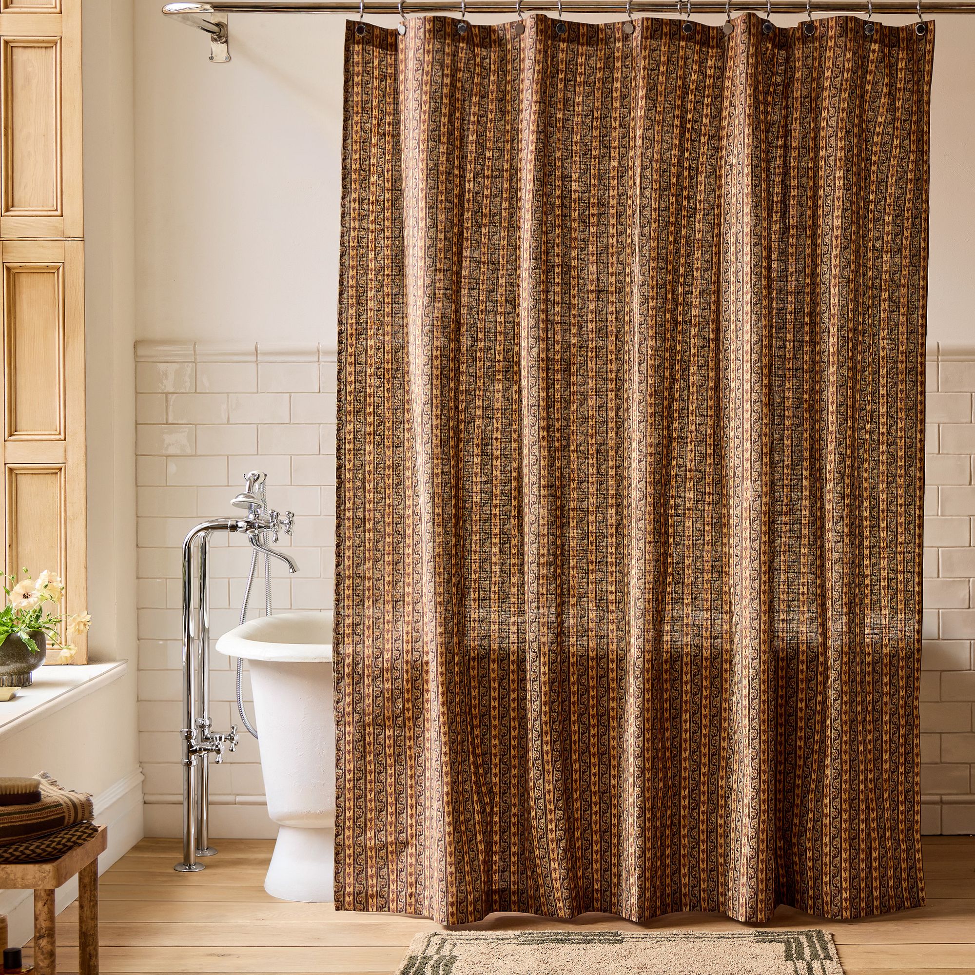 Pierce & Ward Blooming Vine Stripe Shower Curtain by West Elm