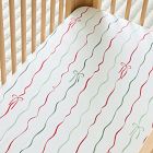 Holiday Bow Stripe Crib Fitted Sheet