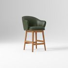 Open Box: Wayne Counter Stool with Arms (26") - Saddle Leather Banker, Cool Walnut